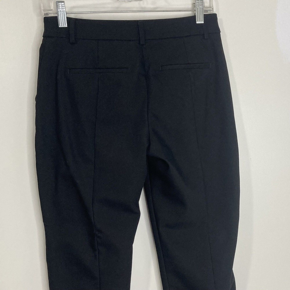 Express Dress Pants Womens 4R Stretch Columnist Ankle Ruffle Mid Rise Black - Picture 8 of 12
